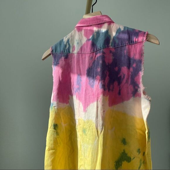 TOPSHOP NWT Unique Tie Dye Cutoff Vest Jacket Top 4 Small - Picture 10 of 10